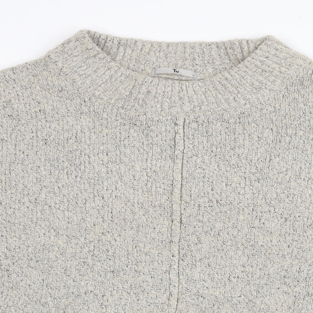 TU Womens Beige Scoop Neck Acrylic Pullover Jumper Size 16