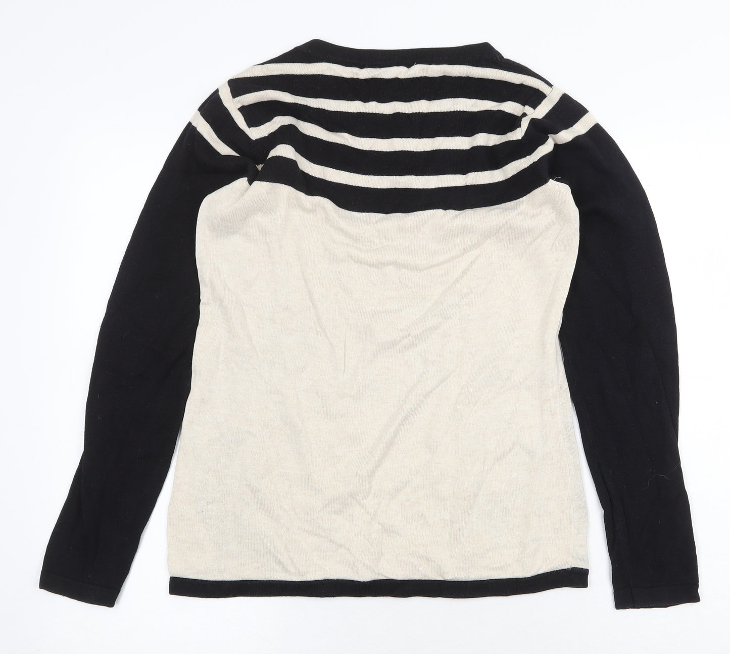 Debenhams Womens Multicoloured Scoop Neck Striped Cotton Pullover Jumper Size 12 - Heart