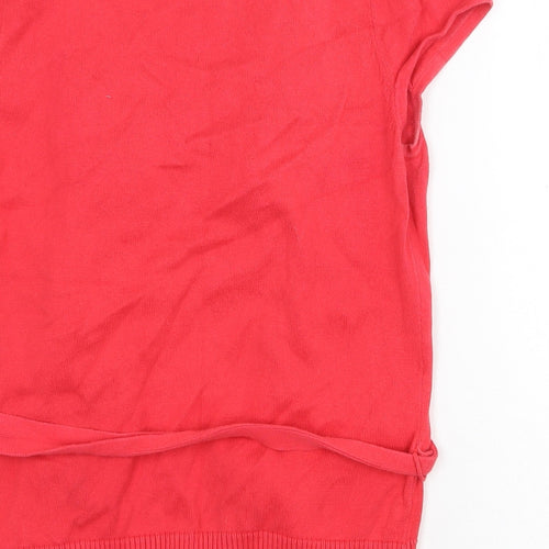 TU Womens Red Geometric 100% Cotton Basic Blouse Size 10 Scoop Neck - Layered