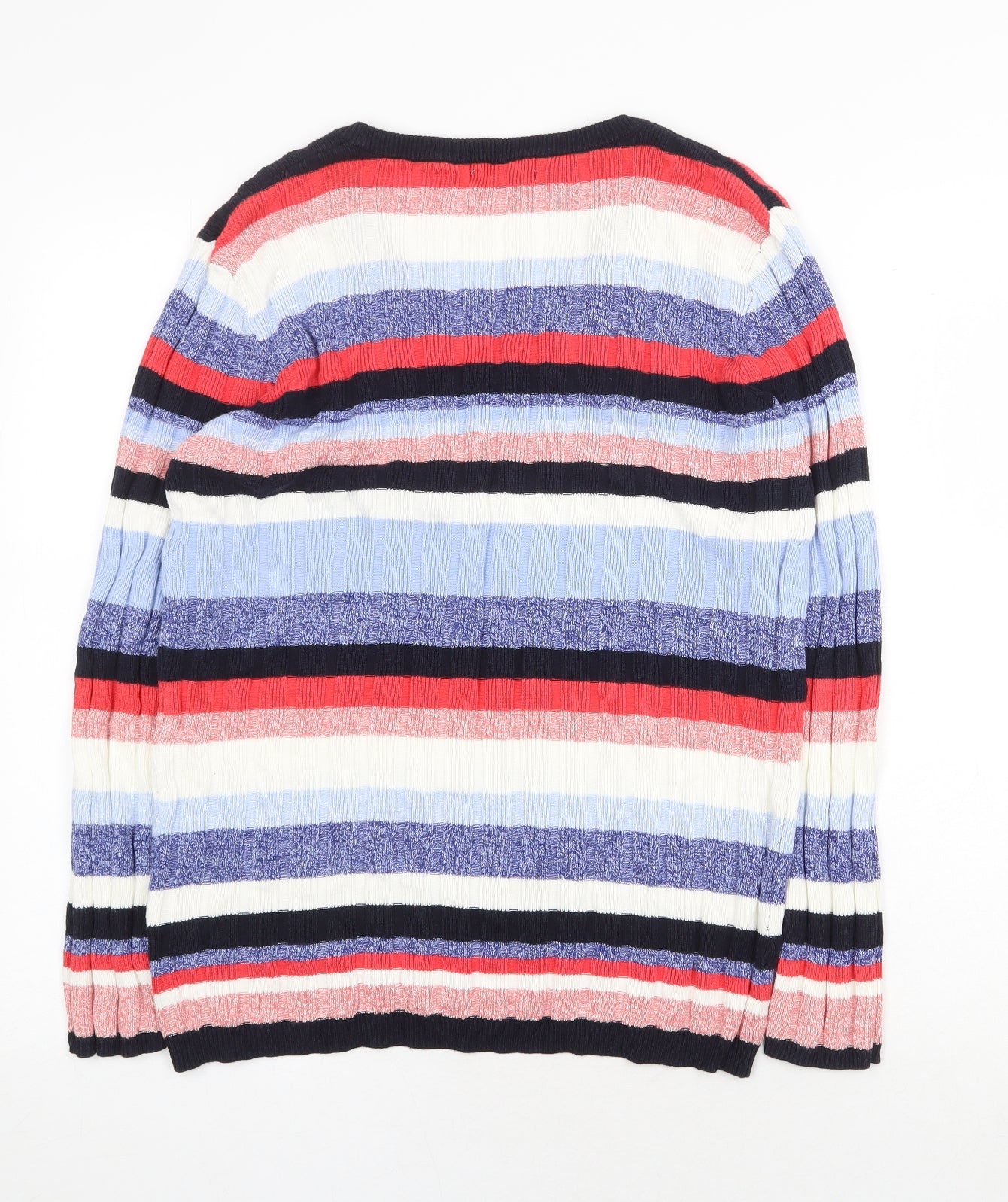 Papaya Womens Multicoloured V-Neck Striped Viscose Pullover Jumper Size M