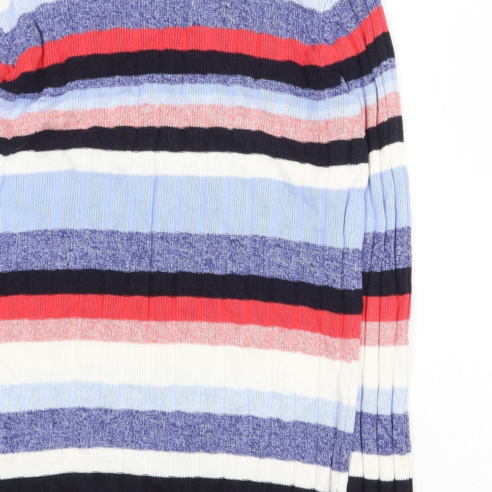 Papaya Womens Multicoloured V-Neck Striped Viscose Pullover Jumper Size M