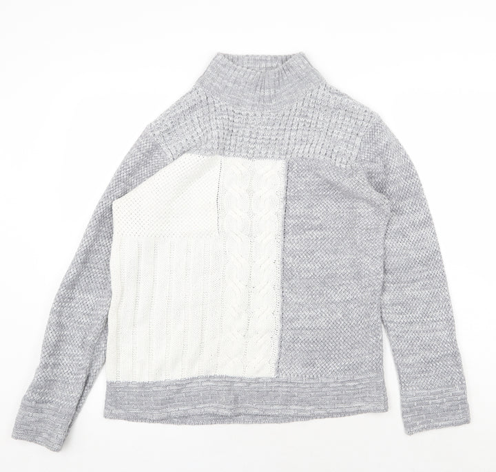 Damart Womens Grey High Neck Acrylic Pullover Jumper Size L