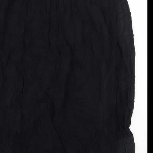 Preworn Womens Black Silk A-Line Size 8 Round Neck Hook & Eye