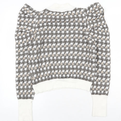 NB Avenue Womens Multicoloured Mock Neck Geometric Polyester Pullover Jumper Size S