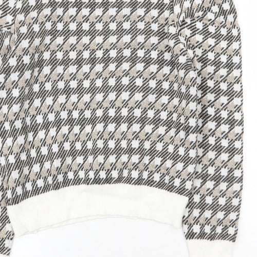 NB Avenue Womens Multicoloured Mock Neck Geometric Polyester Pullover Jumper Size S