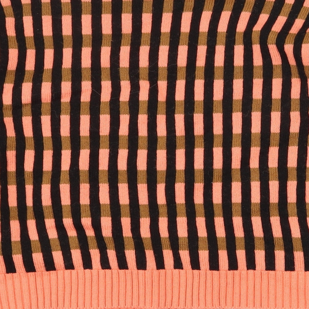 Kickers Womens Orange Round Neck Geometric Acrylic Pullover Jumper Size L