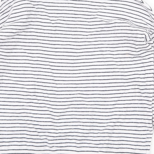 Garfield & Marks Womens White V-Neck Striped Viscose Pullover Jumper Size XS