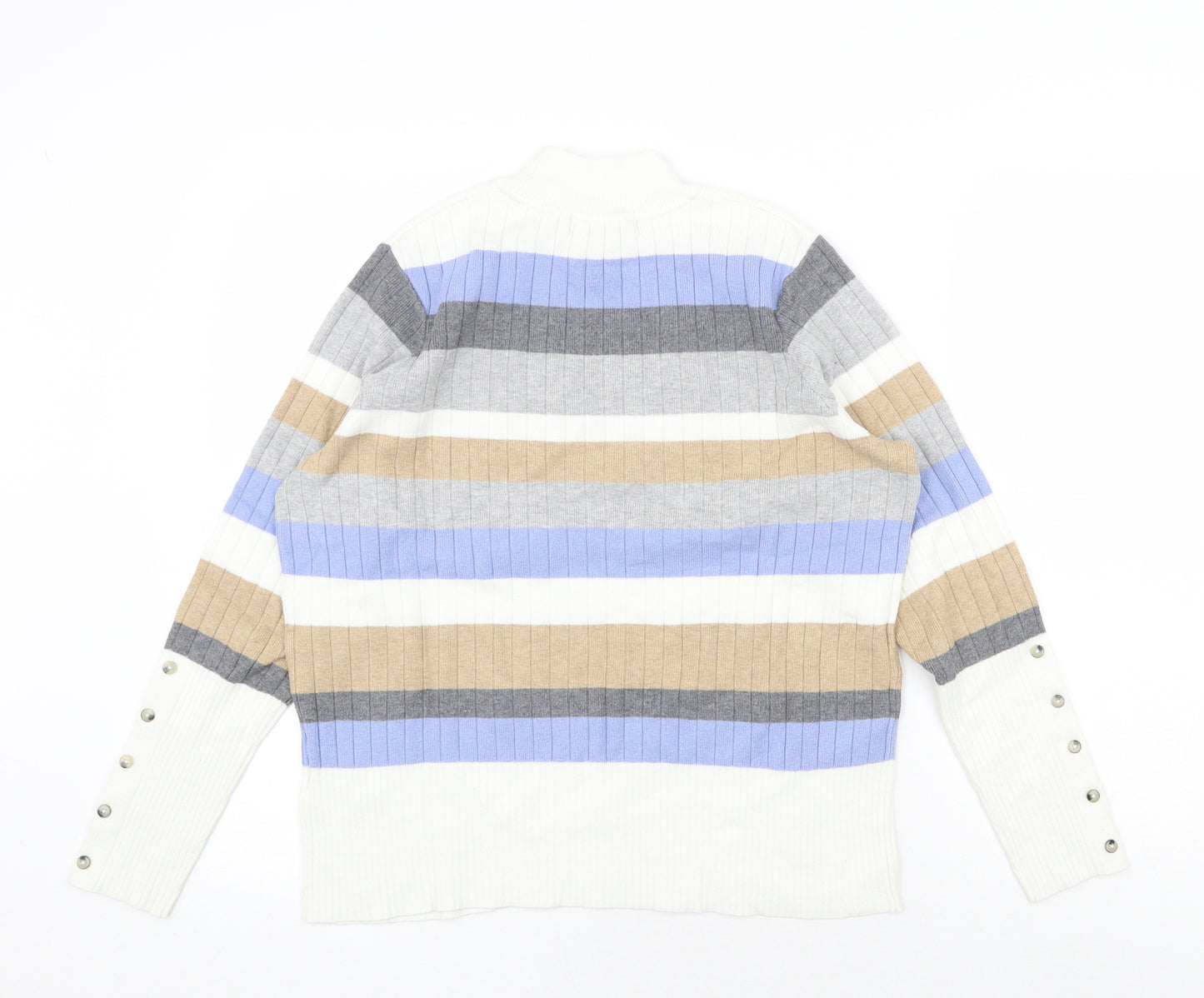 Marks and Spencer Womens Multicoloured Crew Neck Striped Viscose Pullover Jumper Size 16