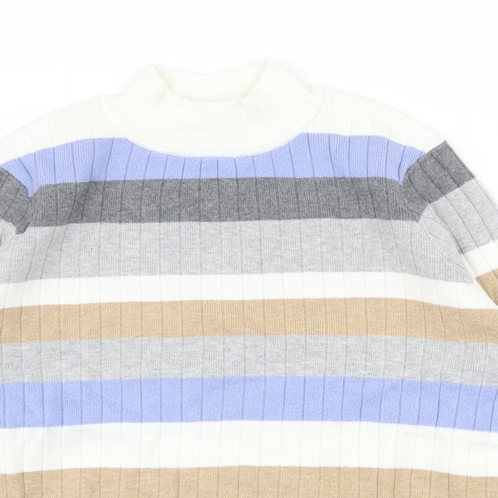 Marks and Spencer Womens Multicoloured Crew Neck Striped Viscose Pullover Jumper Size 16