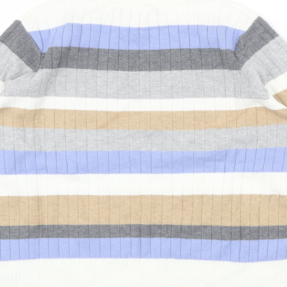 Marks and Spencer Womens Multicoloured Crew Neck Striped Viscose Pullover Jumper Size 16