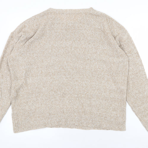 Preworn Womens Beige V-Neck Polyester Pullover Jumper Size XL
