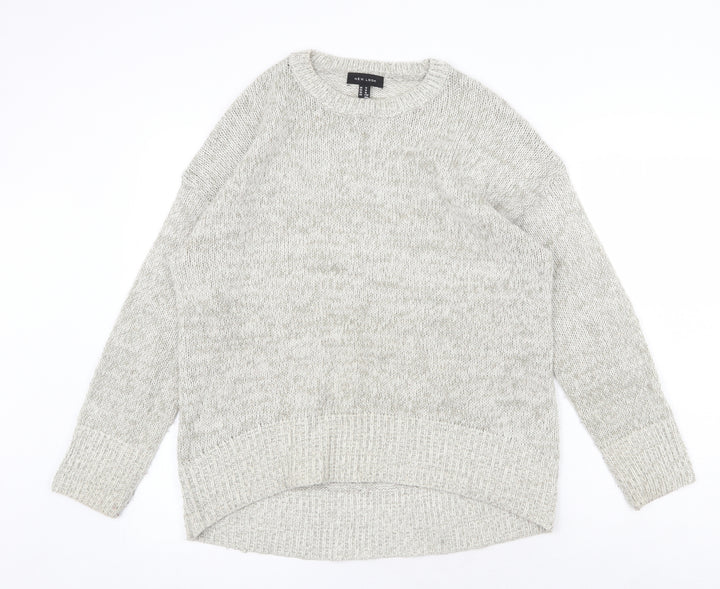New Look Womens Grey Round Neck Acrylic Pullover Jumper Size M