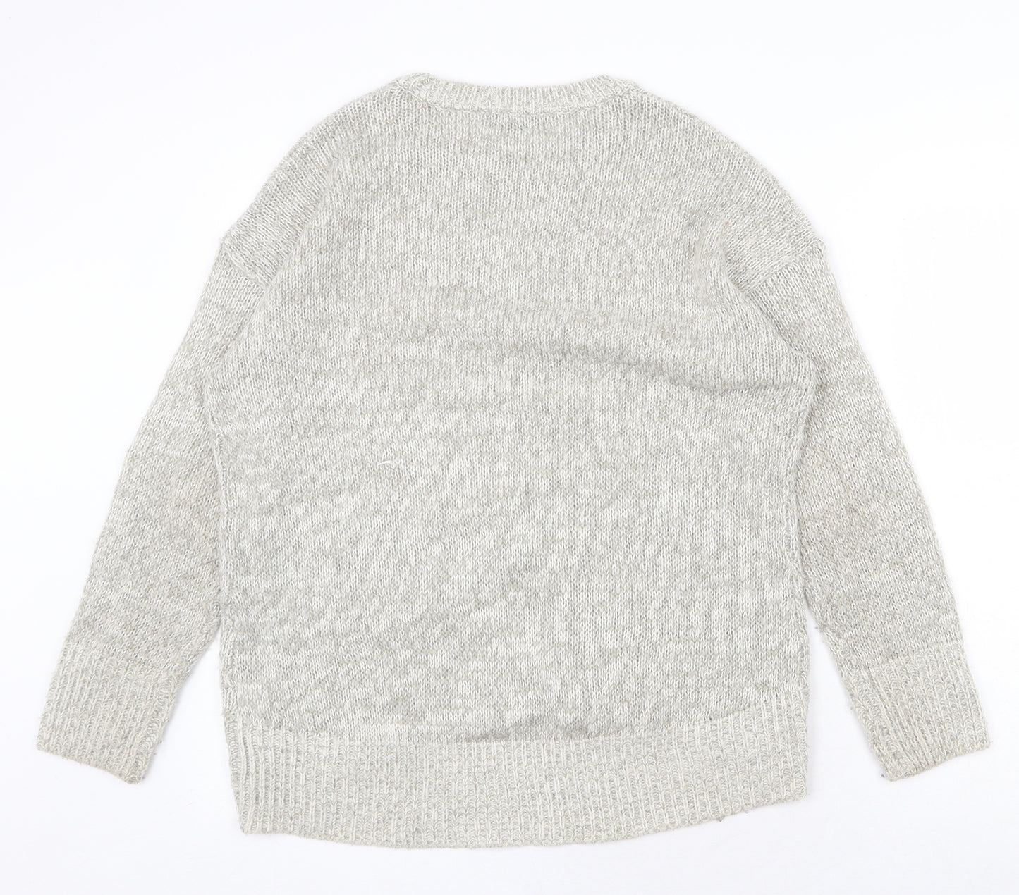 New Look Womens Grey Round Neck Acrylic Pullover Jumper Size M