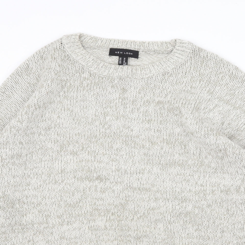 New Look Womens Grey Round Neck Acrylic Pullover Jumper Size M