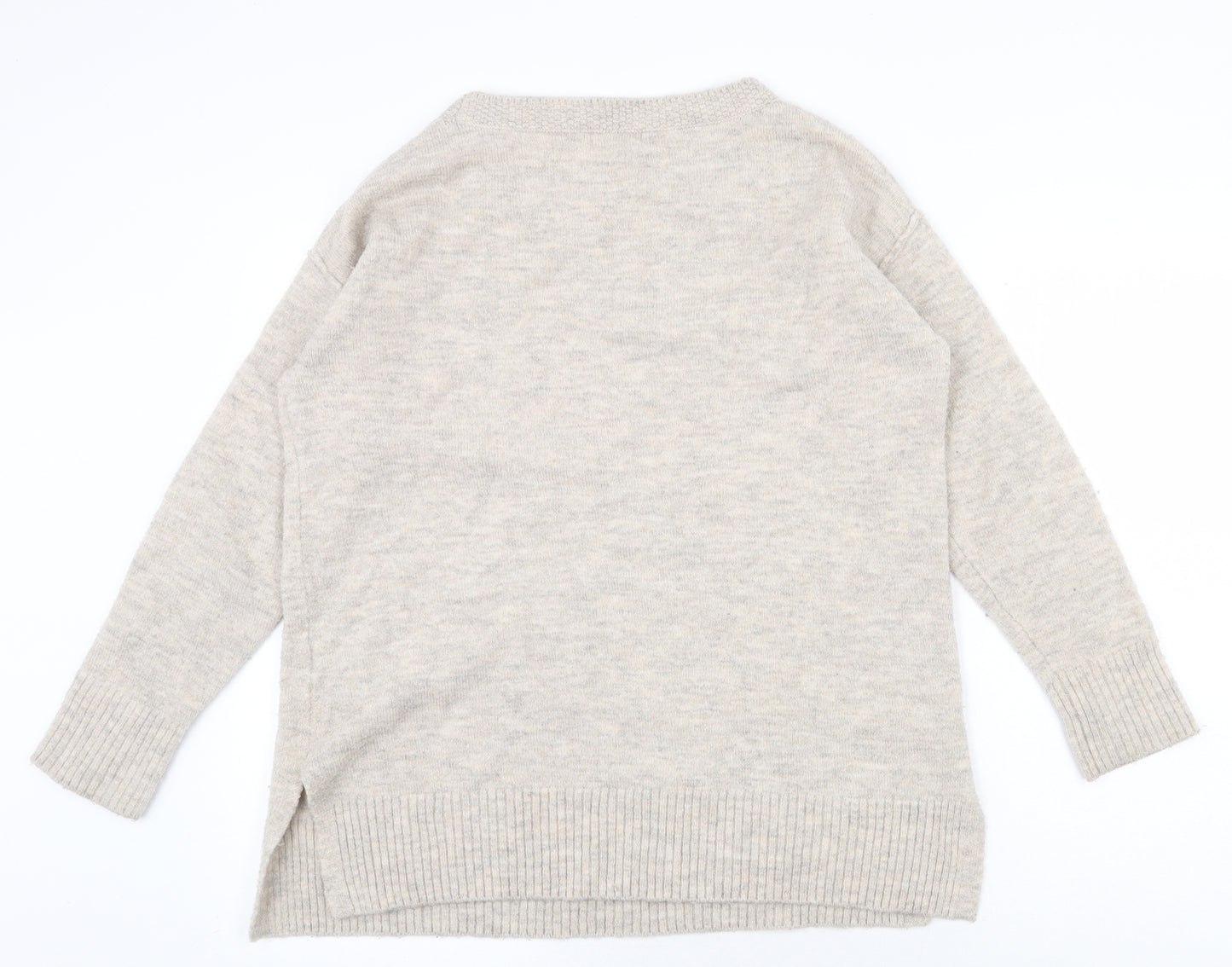 Monsoon Womens Beige Boat Neck Acrylic Pullover Jumper Size M