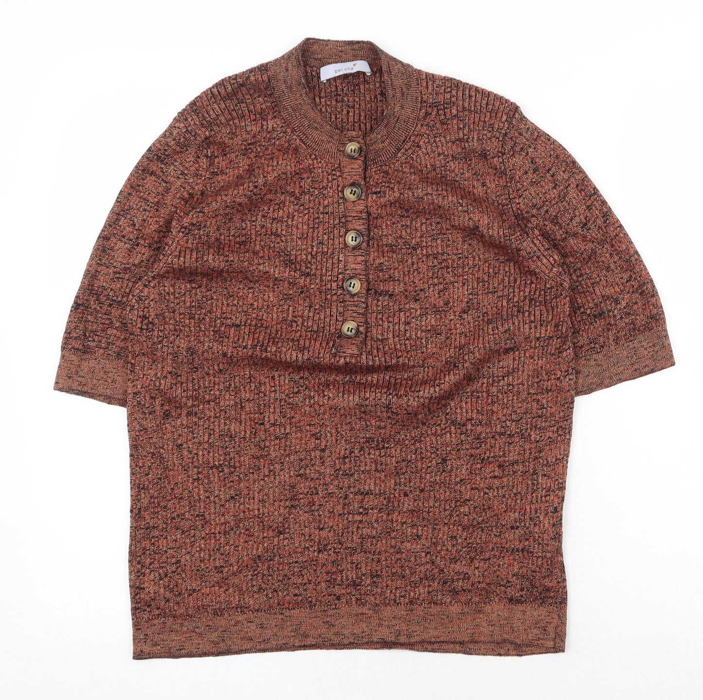 Marks and Spencer Womens Brown Round Neck Cotton Pullover Jumper Size 16