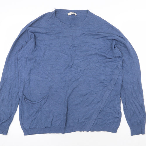 Preworn Womens Blue Scoop Neck Viscose Pullover Jumper Size L