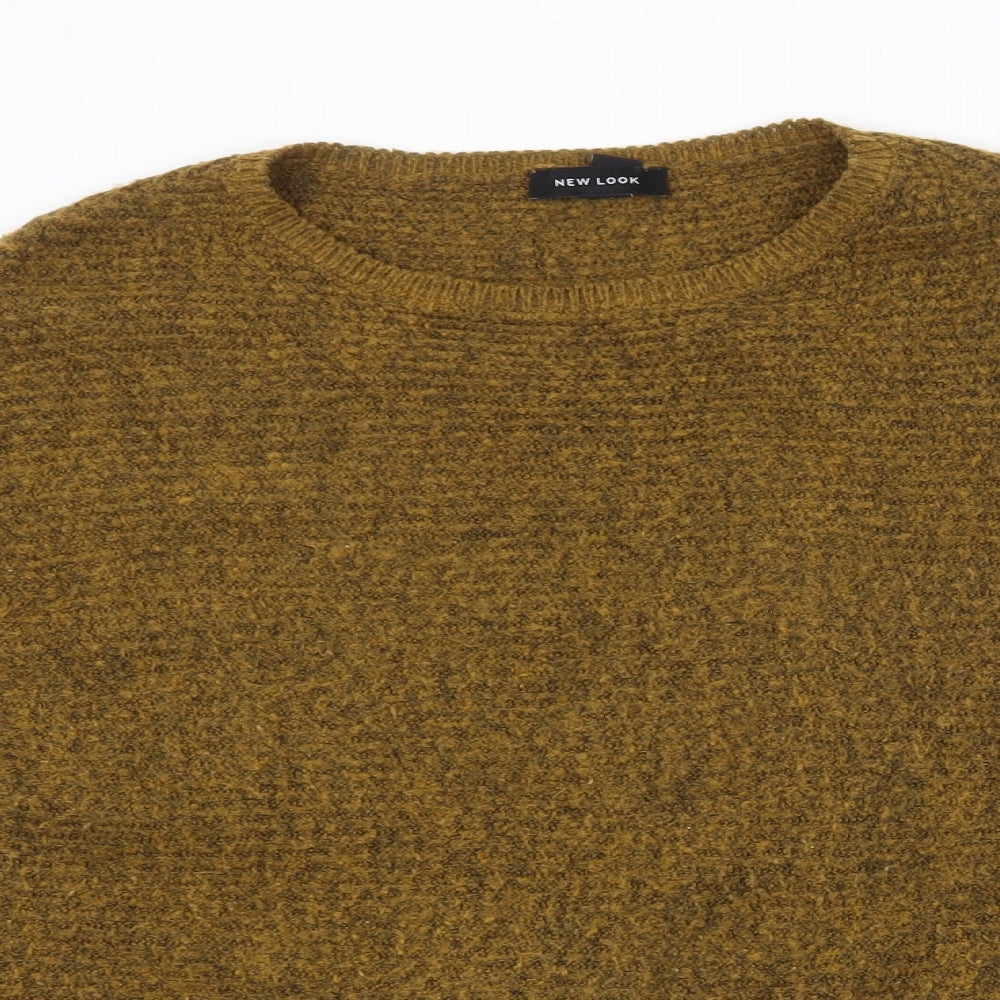 New Look Womens Yellow Round Neck Acrylic Pullover Jumper Size S