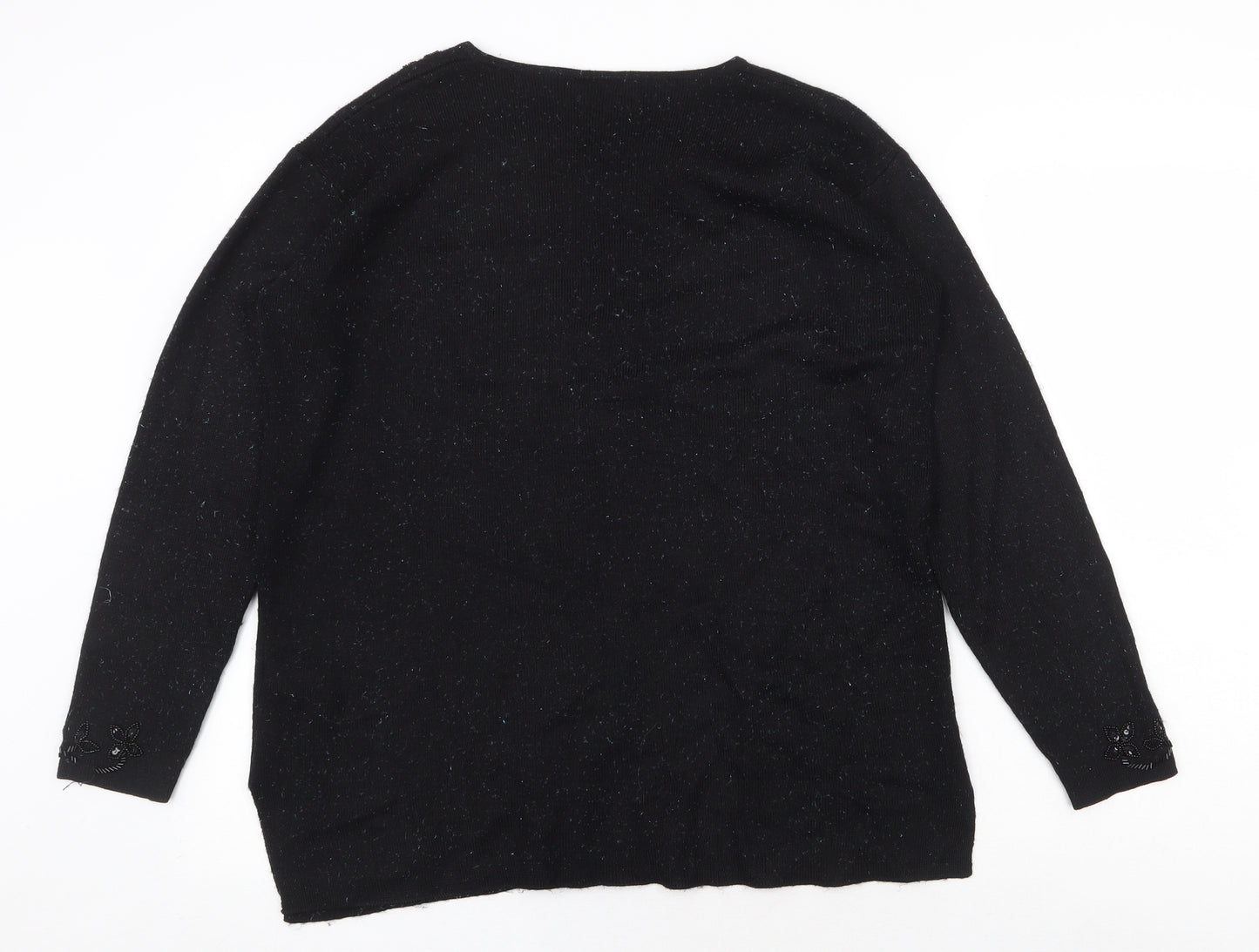 BHS Womens Black Round Neck Acrylic Pullover Jumper Size 12