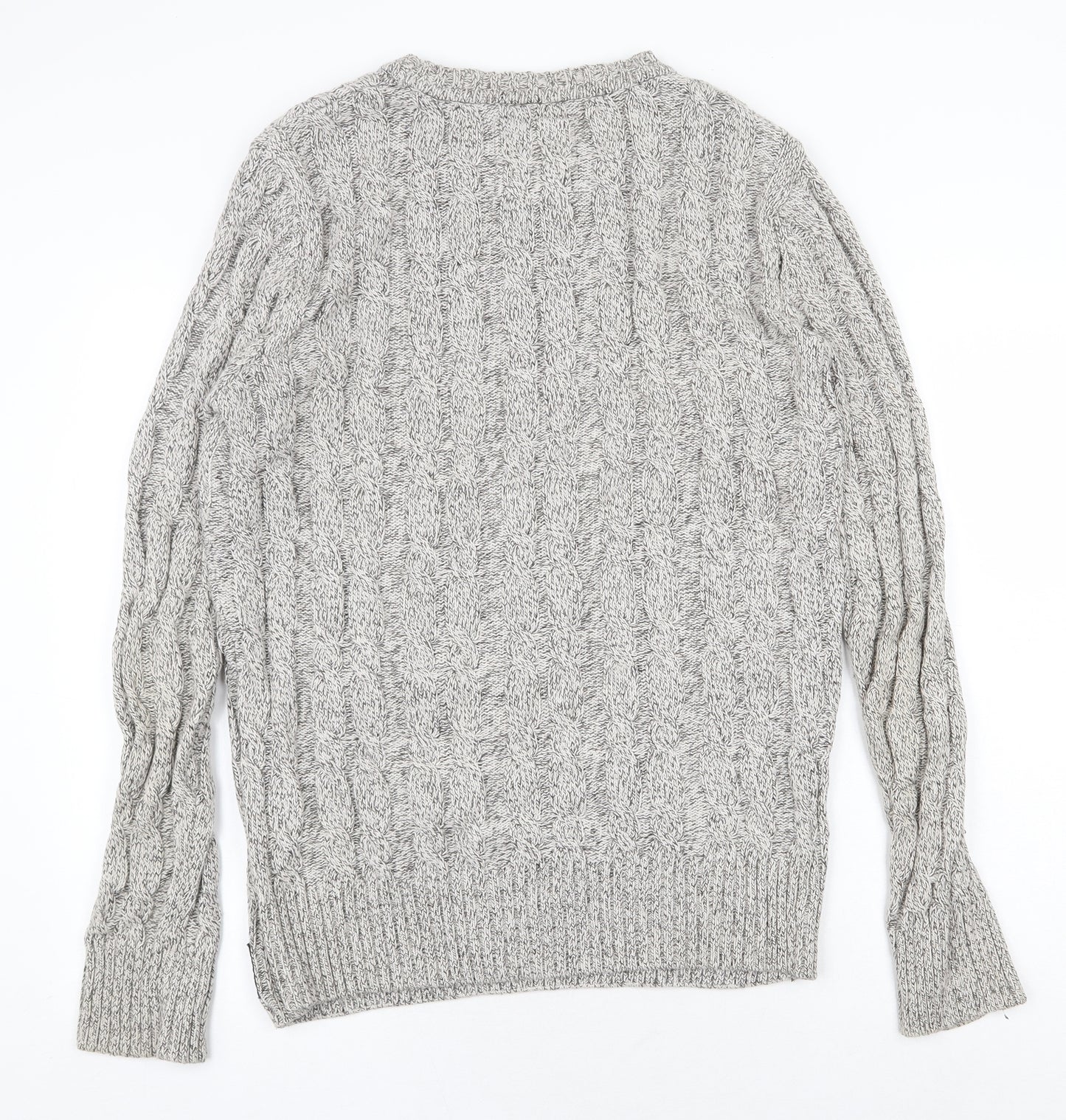 Superdry Mens Grey Round Neck Cotton Pullover Jumper Size XL Long Sleeve