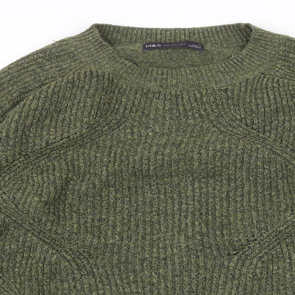 Marks and Spencer Womens Green Round Neck Acrylic Pullover Jumper Size S