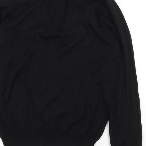 Lorenzo Magni Mens Black Wool Polo Size L Collared Button