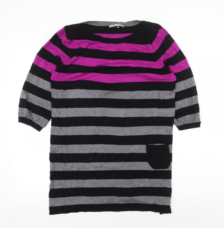 Marks and Spencer Womens Multicoloured Round Neck Striped Acrylic Pullover Jumper Size L