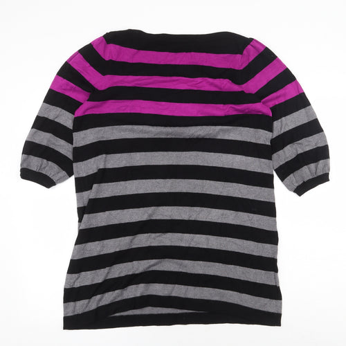 Marks and Spencer Womens Multicoloured Round Neck Striped Acrylic Pullover Jumper Size L