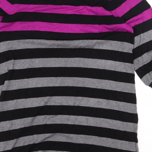 Marks and Spencer Womens Multicoloured Round Neck Striped Acrylic Pullover Jumper Size L