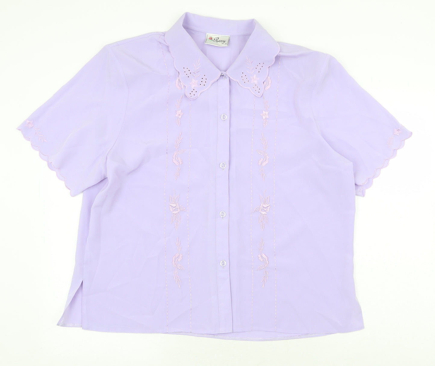ROXY Womens Purple Polyester Basic Button-Up Size 20 Collared