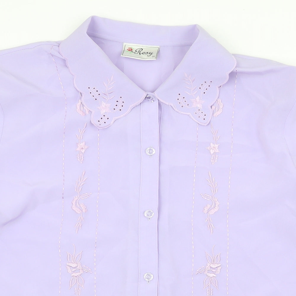 ROXY Womens Purple Polyester Basic Button-Up Size 20 Collared