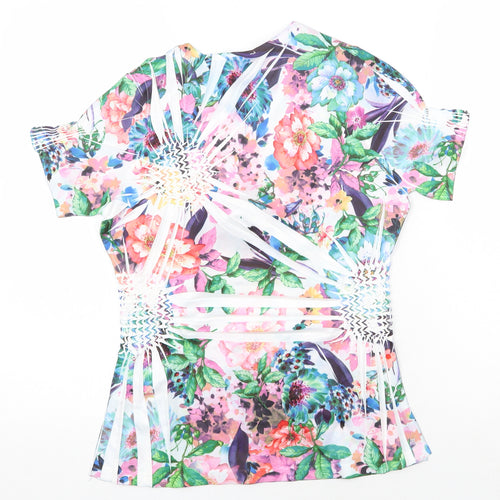 Lakeland Womens Multicoloured Floral Polyester Basic T-Shirt Size S Scoop Neck