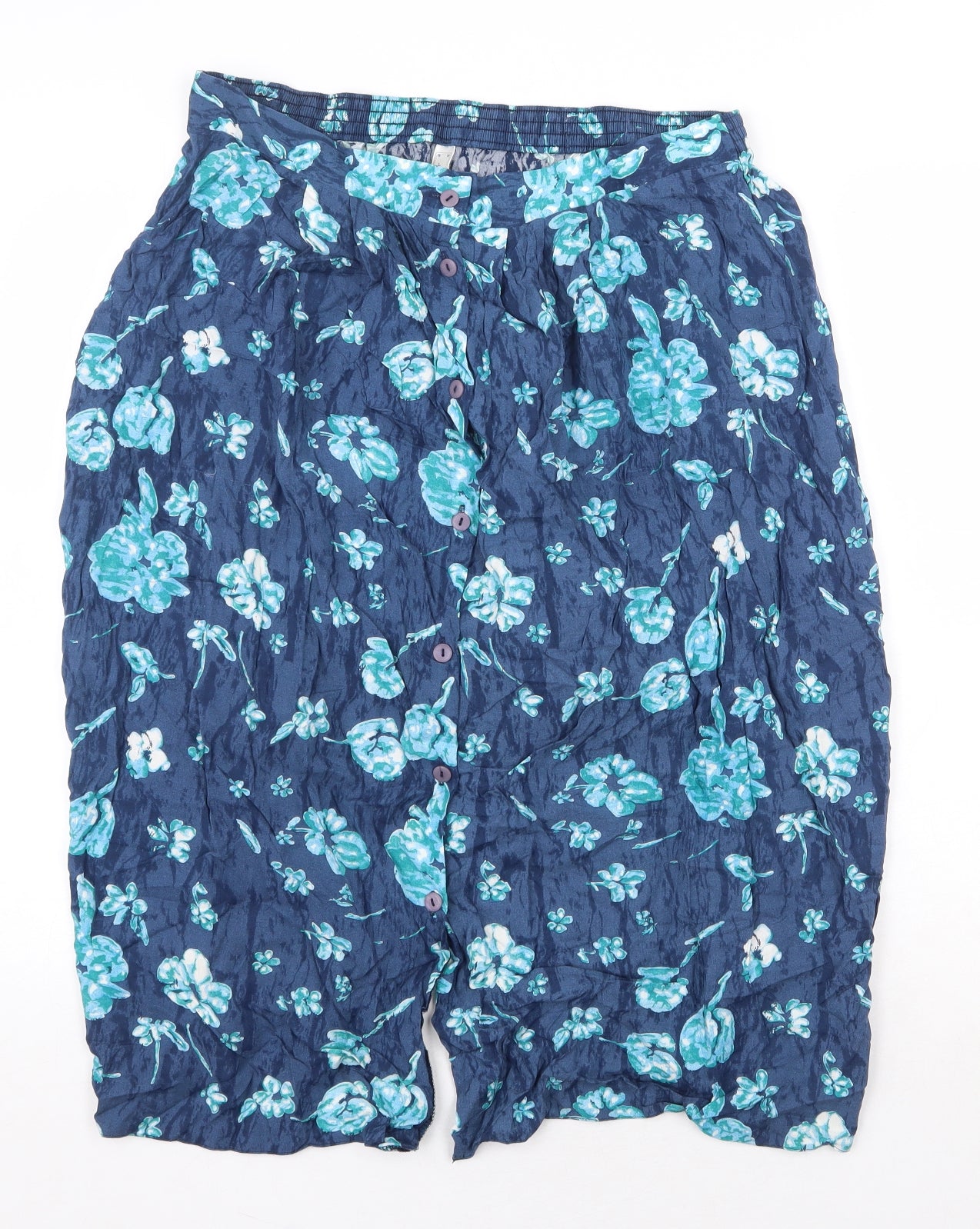 Variations Womens Blue Floral Viscose Peasant Skirt Size 20 Button