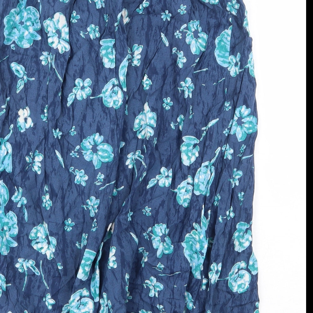 Variations Womens Blue Floral Viscose Peasant Skirt Size 20 Button