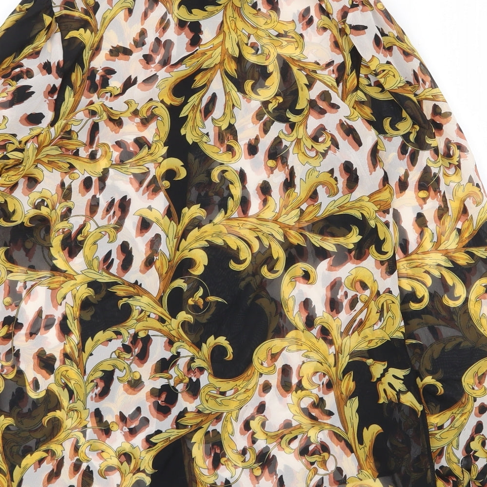 Atmosphere Womens Yellow Geometric Polyester Basic Button-Up Size 6 Collared
