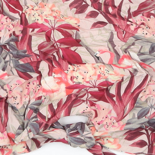 Zara Womens Pink Floral Viscose Basic Blouse Size S V-Neck