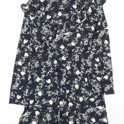 Topshop Womens Blue Floral Viscose A-Line Size 8 Round Neck Pullover
