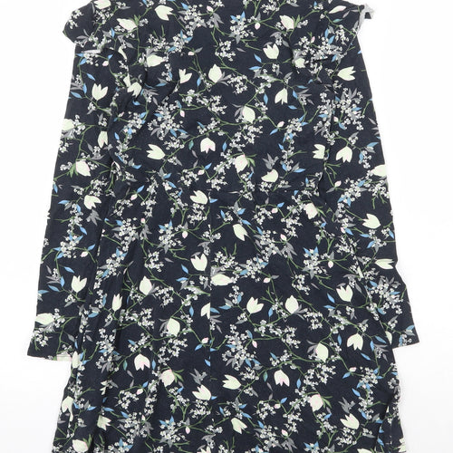 Topshop Womens Blue Floral Viscose A-Line Size 8 Round Neck Pullover