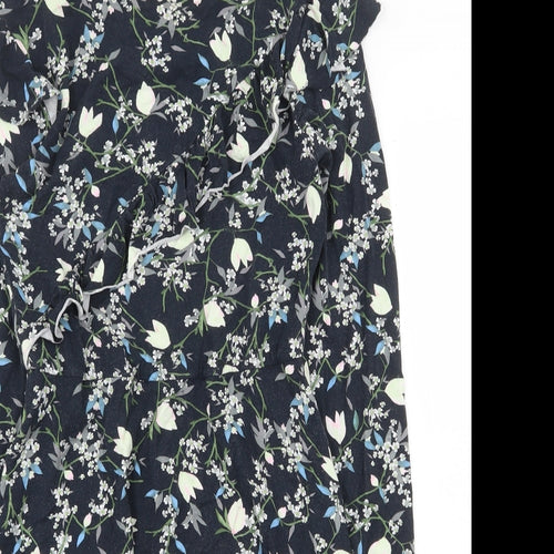 Topshop Womens Blue Floral Viscose A-Line Size 8 Round Neck Pullover
