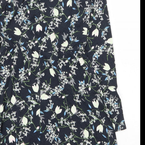 Topshop Womens Blue Floral Viscose A-Line Size 8 Round Neck Pullover