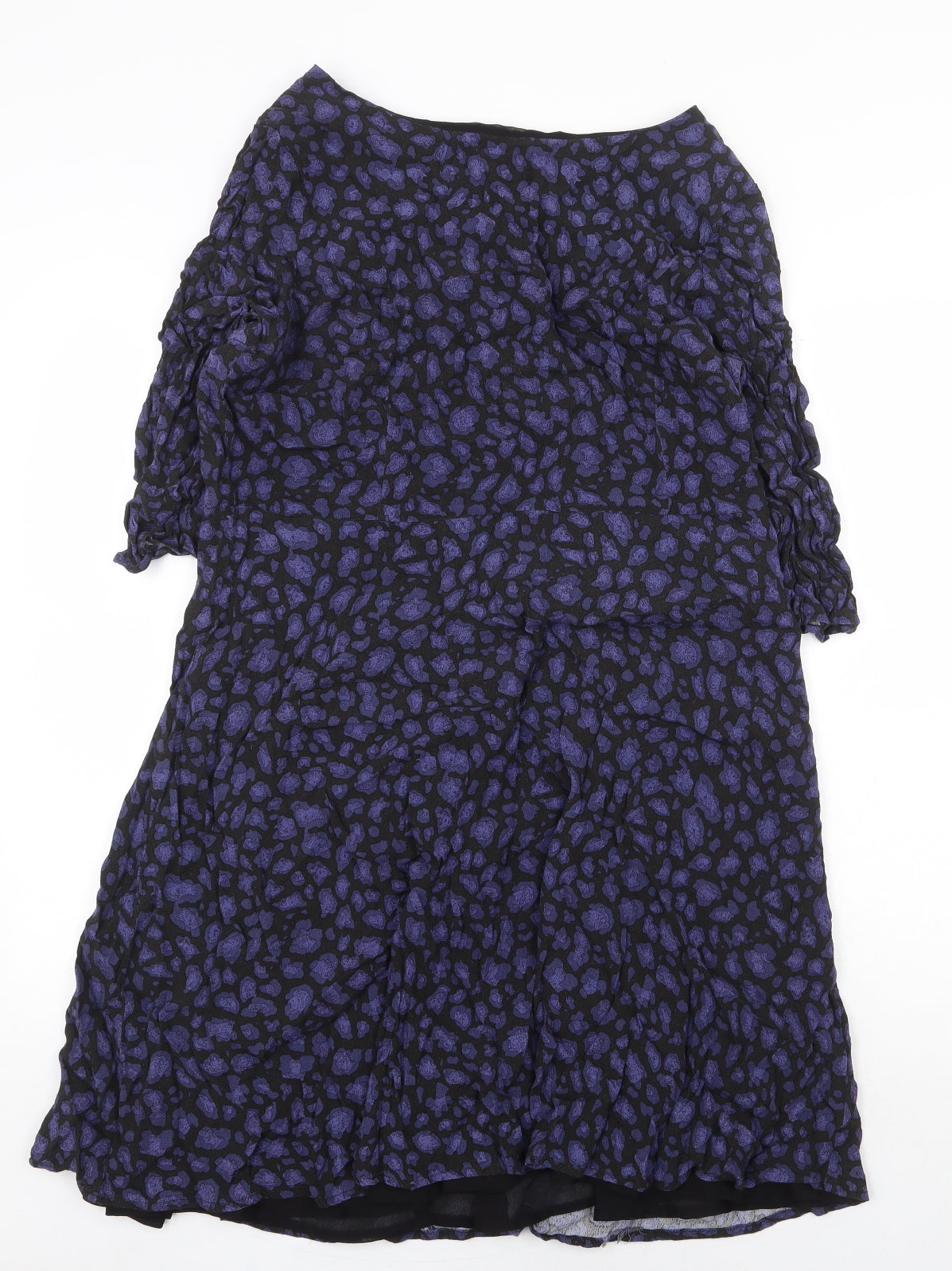 FWM Womens Blue Animal Print Polyester A-Line Size 18 Boat Neck Zip - Leopard Print