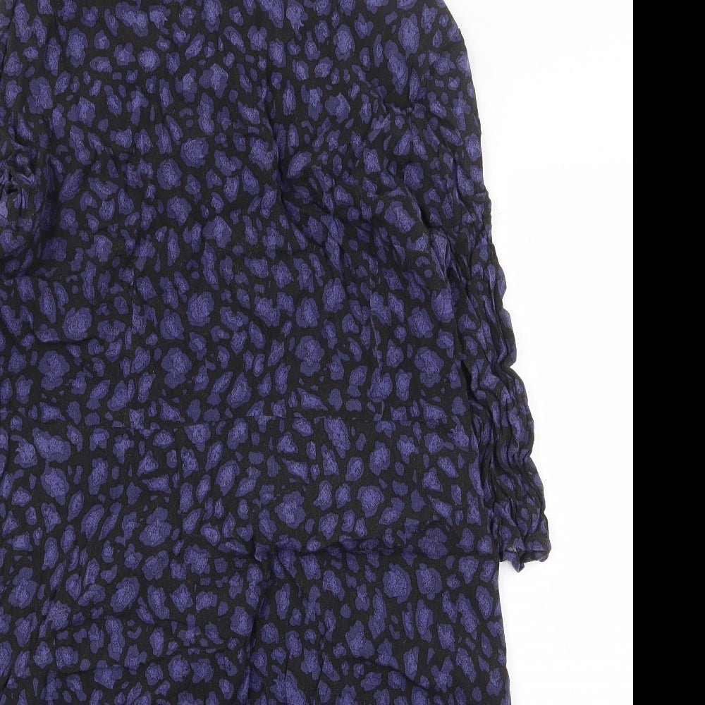 FWM Womens Blue Animal Print Polyester A-Line Size 18 Boat Neck Zip - Leopard Print