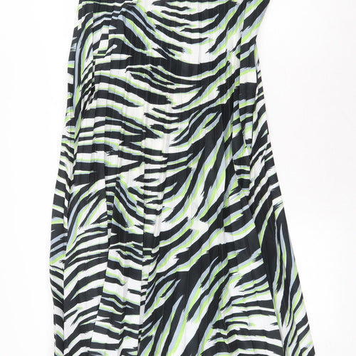 Sonder Studio Womens Multicoloured Animal Print Polyester Pleated Skirt Size 12 Zip - Zebra Pattern