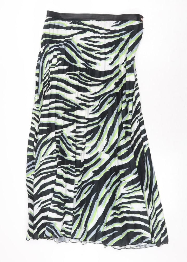 Sonder Studio Womens Multicoloured Animal Print Polyester Pleated Skirt Size 12 Zip - Zebra Pattern
