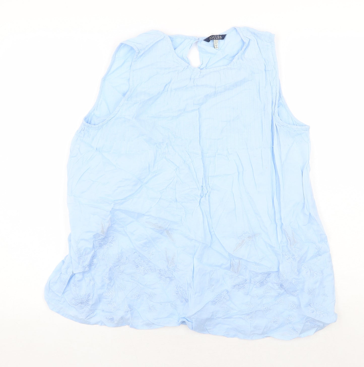 Joules Womens Blue Cotton Basic Tank Size 14 Round Neck