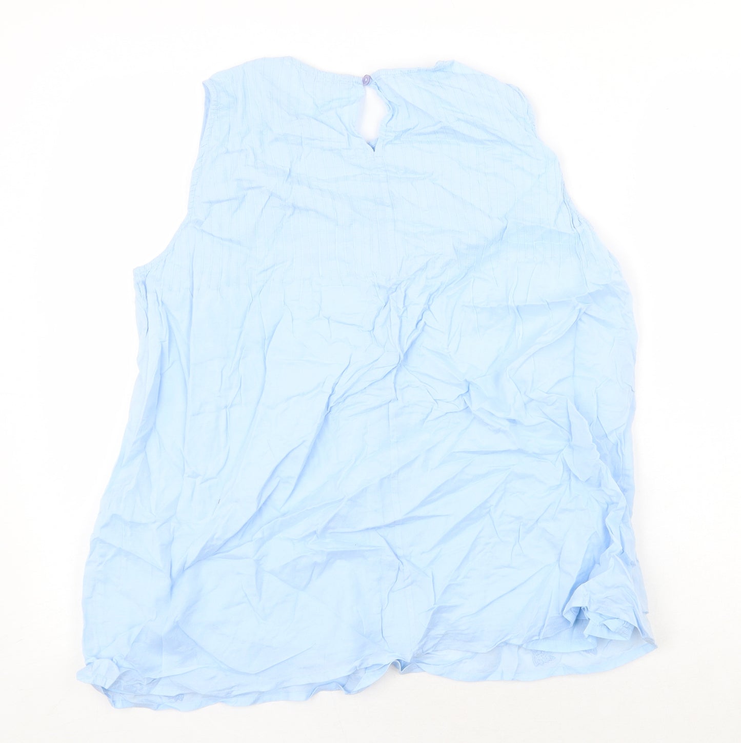 Joules Womens Blue Cotton Basic Tank Size 14 Round Neck