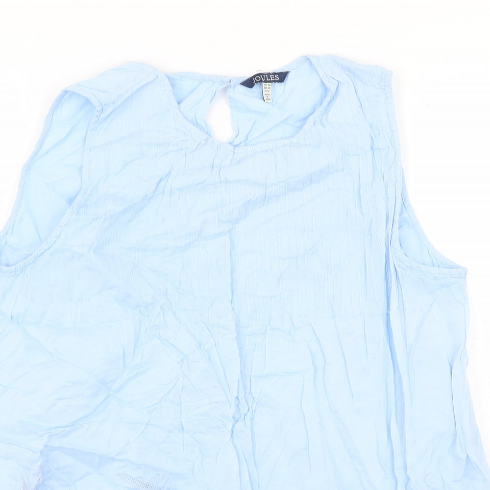 Joules Womens Blue Cotton Basic Tank Size 14 Round Neck