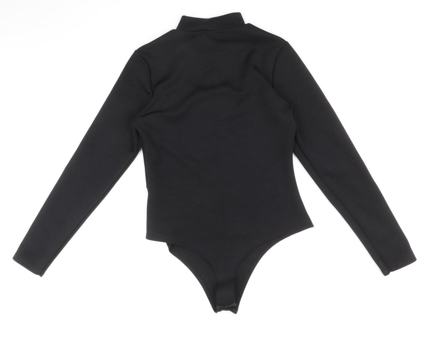 PRETTYLITTLETHING Womens Black Polyester Bodysuit One-Piece Size 12 Zip