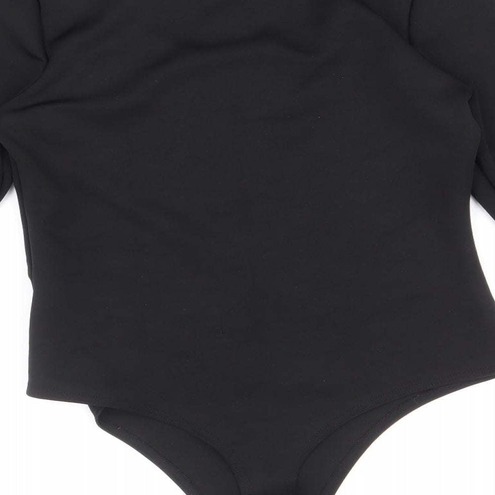 PRETTYLITTLETHING Womens Black Polyester Bodysuit One-Piece Size 12 Zip