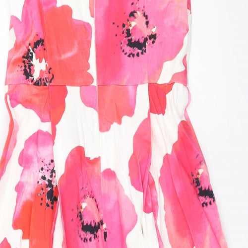 Damsel in a Dress Womens Pink Floral Cotton Trapeze & Swing Size 16 Square Neck Zip